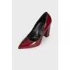 Maroon patent leather shoes