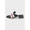 Leather mules with block heels