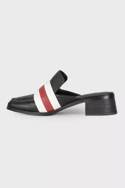 Leather mules with block heels