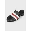 Leather mules with block heels
