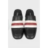 Leather mules with block heels