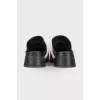 Leather mules with block heels