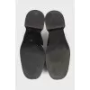Leather mules with block heels
