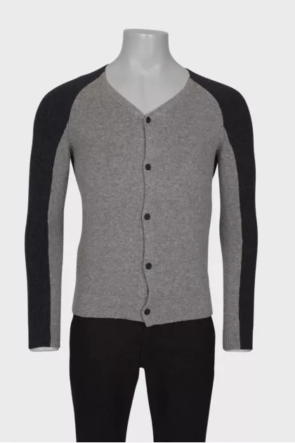 Men's gray wool cardigan