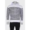 Men's white striped hoodie