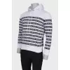 Men's white striped hoodie