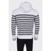 Men's white striped hoodie
