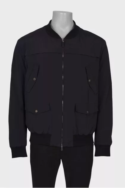 Men's black windbreaker with stripes