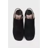 Open heel suede pumps