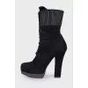 Lace-up high heel ankle boots