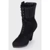 Lace-up high heel ankle boots