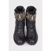 Leather boots with rhinestones