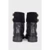 Leather boots with rhinestones
