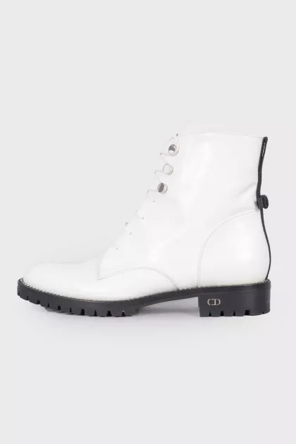 White patent leather boots