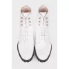White patent leather boots