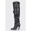 Leather booties with a square toe