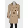 Men's beige trench coat with a belt