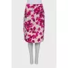 Beige skirt in pink floral print