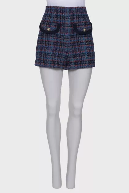 High waist tweed shorts