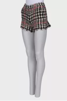 Printed wool shorts