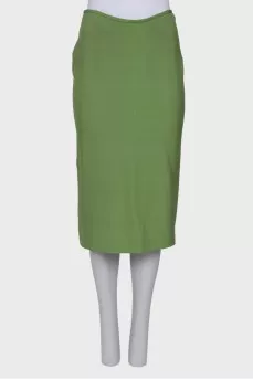 Зеленая юбка из дикого шелка 
