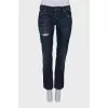 Dark blue ripped effect jeans