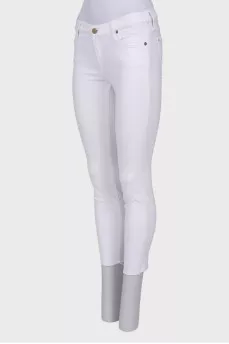 White jeans with raw seams