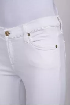 White jeans with raw seams