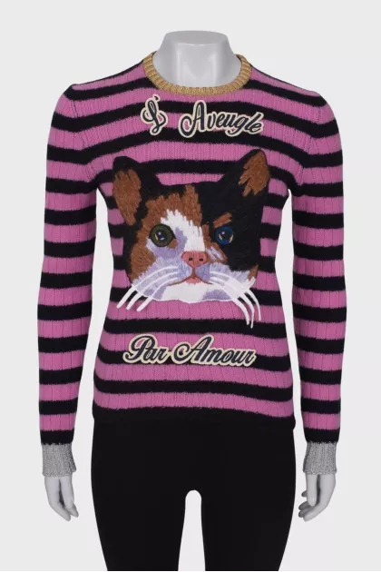 Striped sweater with patches