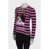 Striped sweater with patches
