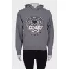 Gray embroidered hoodie