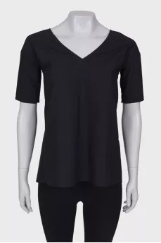 Black open back blouse