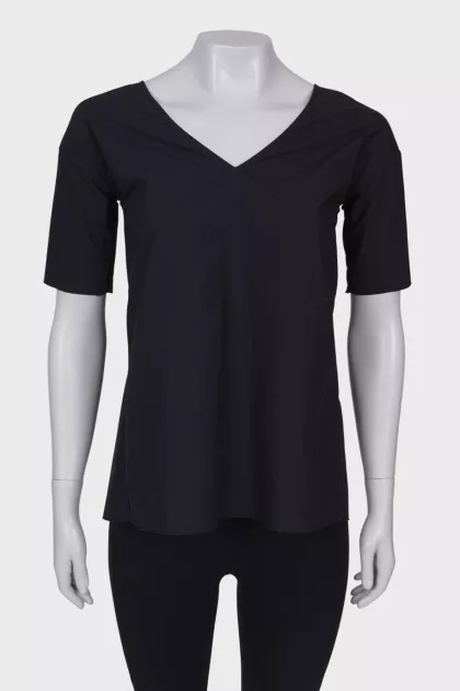 Black open back blouse