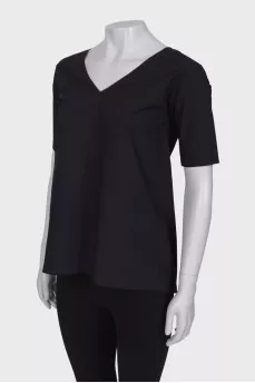 Black open back blouse