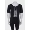 Black open back blouse
