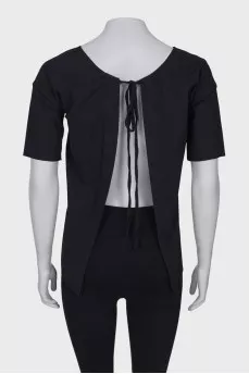 Black open back blouse