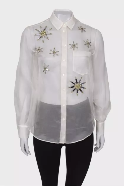 Semi-sheer shirt with decor