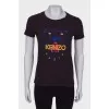 Purple print T-shirt