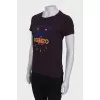 Purple print T-shirt