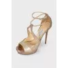 Gold glitter sandals