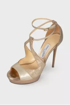 Gold glitter sandals