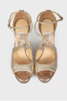 Gold glitter sandals