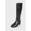 Leather block heel boots