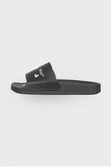 Black printed flip-flops