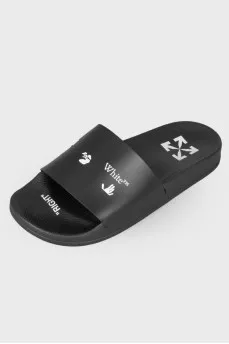 Black printed flip-flops