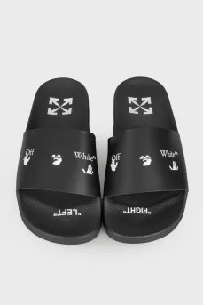 Black printed flip-flops