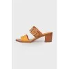 Dark beige leather sandals
