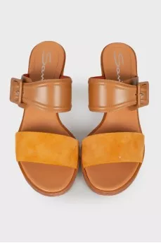 Dark beige leather sandals