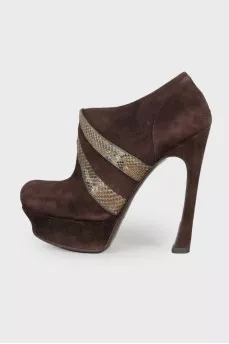 Brown suede ankle boots