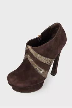 Brown suede ankle boots